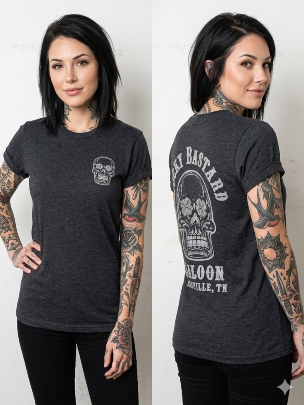 Lucky Bastard Saloon Nashville TN Graphic Tee - Charcoal Grey